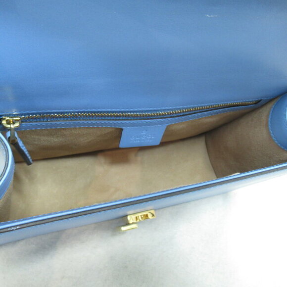 Gucci Sylvie Shoulder Bag Leather Blue - Picture 5 of 9